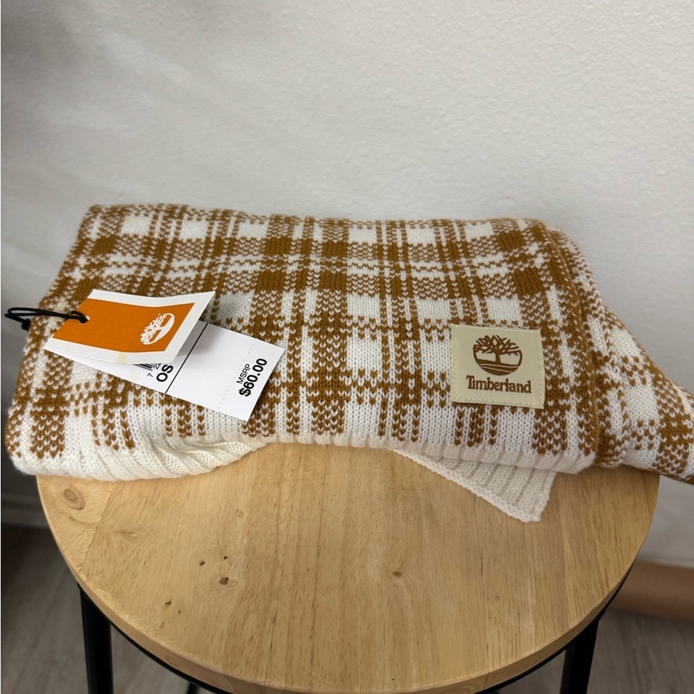 NWT Timberland Tan and Cream Checkered Scarf